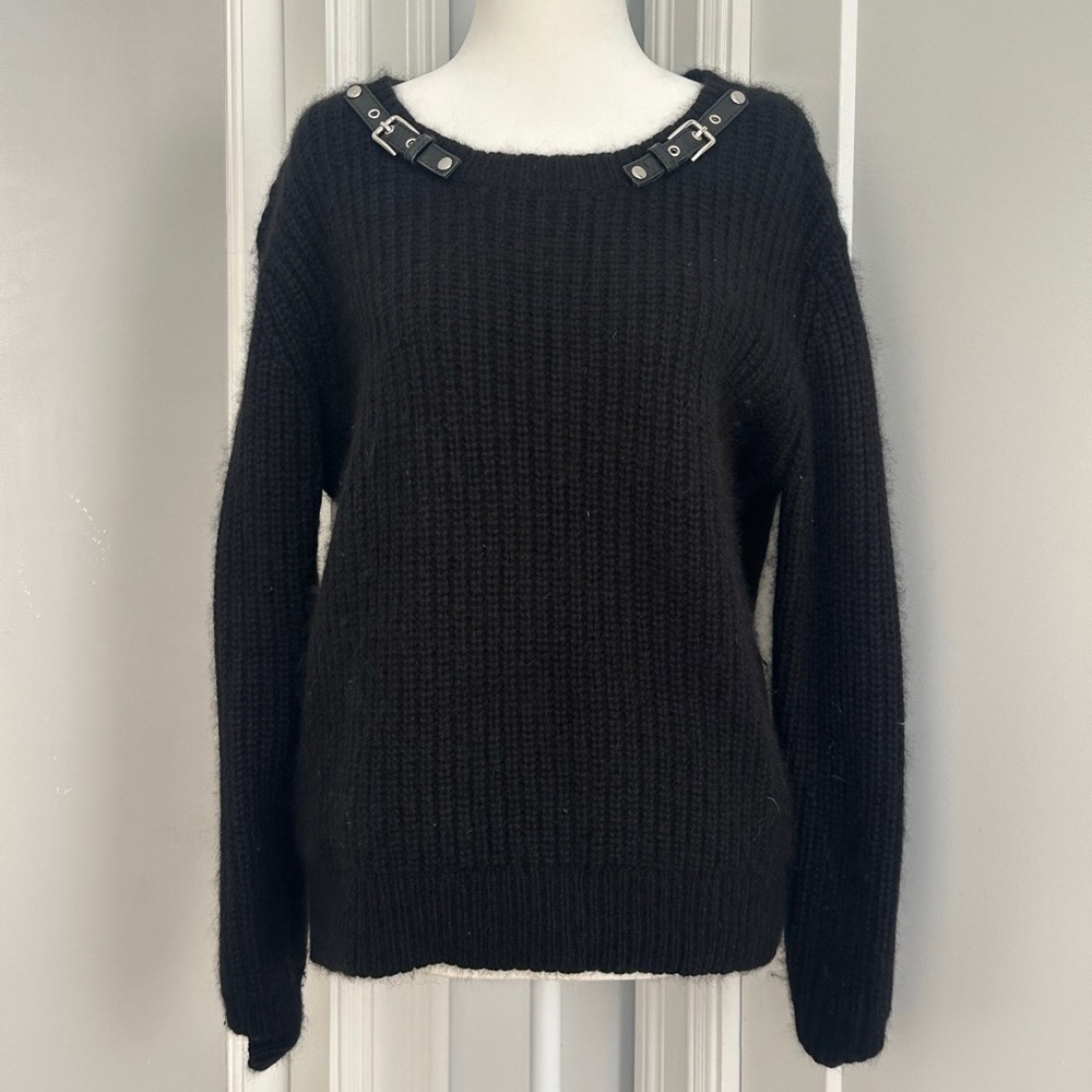 The Kooples 2014 Black Sweater with Buckle Accents